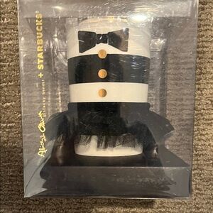 Starbucks Alice and Olivia Black and White Tuxedo Mug with Gold Buttons